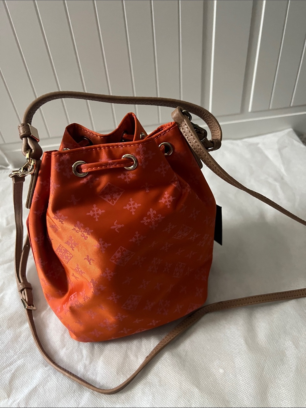 Russet Orange Drawstring Bucket Bag - Picture 3 of 5